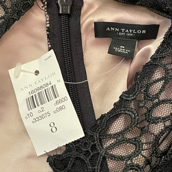 Ann Taylor Black Lace Sheath Cocktail Day to Night Dress NEW NWT 8 - Picture 9 of 10